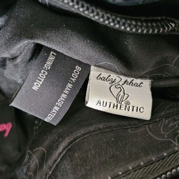 BABY PHAT Rare Vintage 90s Y2k Hobo Shoulder Bag Black Silver Hardware Studs - Picture 8 of 9